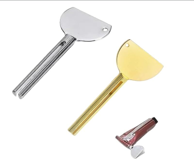 2Pcs Toothpaste Squeezer Metal Tube Squeezer Key Stainless Steel Dispenser Roller Tube Presser Roller Tube Wringer Key Bathroom