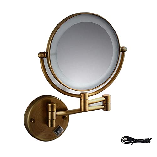 Miroir de maquillage mural LED extensible et pivotant pour rasage précis