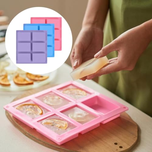 Image of Curated Cart Silicone Soap Molds for Soap Making- 6-Cavity Rectangle Soap Mold for Making Handmade Soaps, Bath Bombs, Candles, Non-Stick Flexible Silicone Mould for DIY Soap Making, Multicolor (Pack of 1)