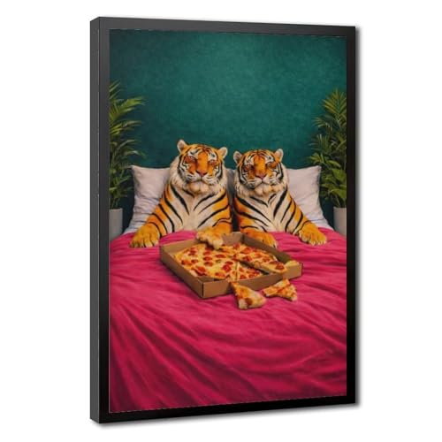 Poster tigre pizza dans un bureau ou une chambre moderne 40x60 cm
