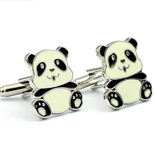 HYX China National Treasure Panda Manschettenknöpfe Niedlich Geformte Schwarz und Weiß Ärmel Manschettenknöpfe
