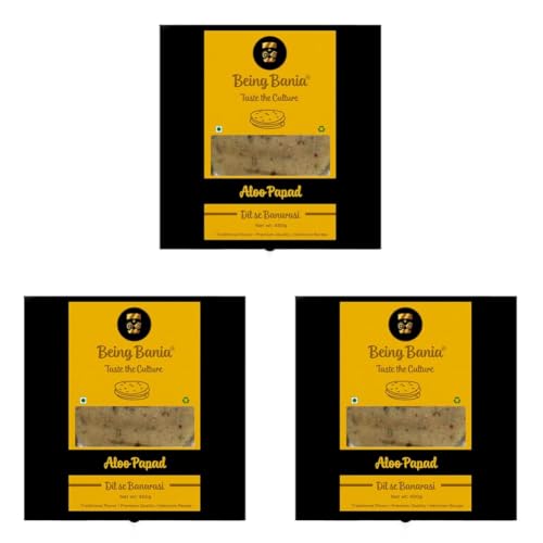 Image of Being Bania Aloo Papad - 100% Natural | Banarasi Aloo Papad | 450Gm | Aloo Flavour Fryums | Indian Snack Papad (Pack of 3)