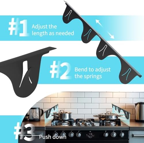 Stainless Steel Stove Gap Cover (2 Pack, Black), Stove Gap Filler for Kitchen, Range Trim Kit, Heat Resistant with Easy Clean, Adjustable Length 13.8” to 27.5” — view 4