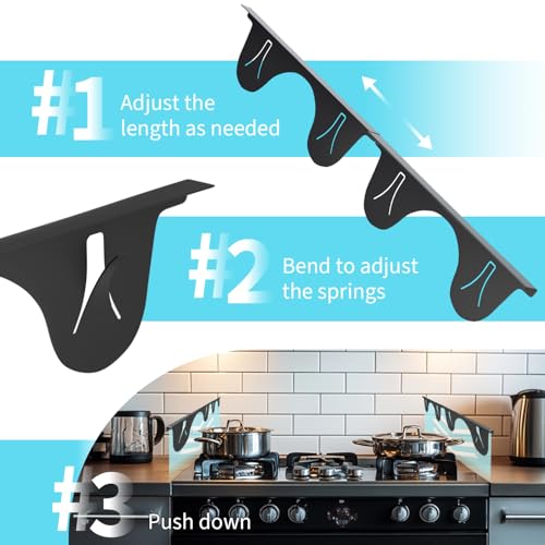 image for WKWWKW Stainless Steel Stove Gap Cover (2 Pack, Black), Stove Gap Fill