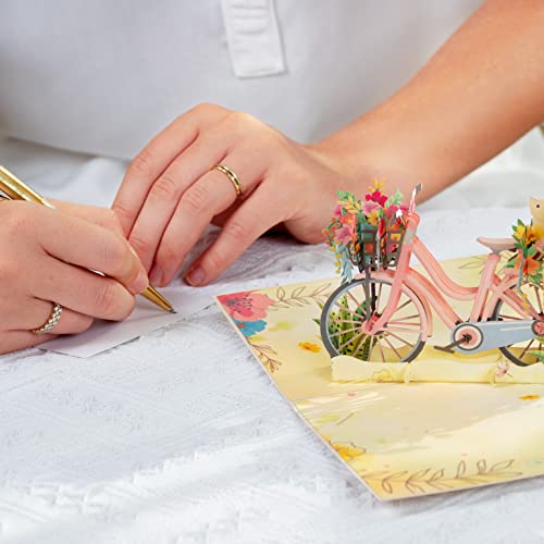 Paper Love 3D Flower Bike Spring Pop Up Card, Gift for Birthday, Wedding, Anniversary, Thank You, Get Well, All Occasion or Just Because - 5\" x 7\" Cover - Includes Envelope and Note Tag - Thumbnail 5