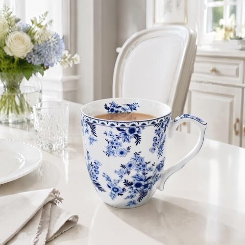 Taza de porcelana Bone China floral 14oz elegante miniatura 6