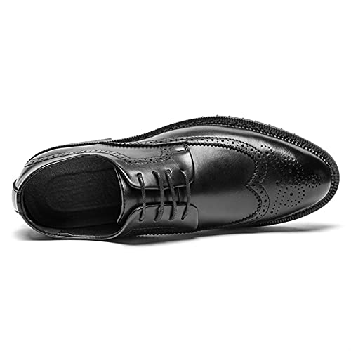 Dress Shoes for Men Lace Up Brogue Wingtips Burnish Round Toe Vegan Leather Block Heel Non Slip Low Top Classic3
