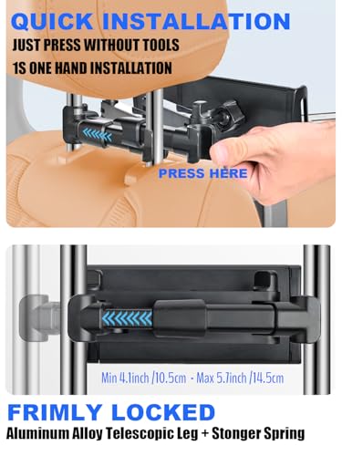 Suporte de tablet para encosto de cabeça de carro, suporte de iPad para banco traseiro de carro ajus