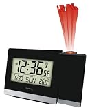 Technoline WT 536 Funk Projektionswecker mit DCF77 Funkuhr | Uhrzeitprojektion | Innentemperatur | Alarm mit Snooze | Wochentag & Datum | Hintergrundbeleuchtung | Netzteil inklusive | Schwarz