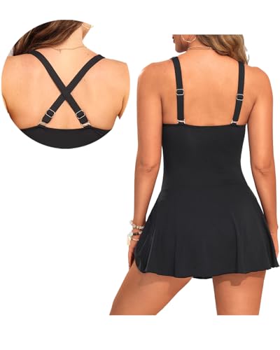 One Piece Swimdress Swimsuit Women - Tummy Control Bathing Suit Dress Tie Knot Swimwear2