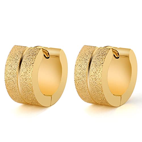 Skcess Petite Boucles d' Oreilles Femme Or, Boucles d' Oreilles Créoles Acier Inoxydable Femmes Cercle Mat 7 mm de Large Idee Cadeau Femme