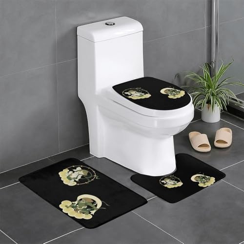 風神と雷神 浮世絵 和風 (3) 3点セット トイレマット フタカバー 便座カバー 足元 U型 O型 拭ける 滑り止め 通用型 吸水 洗える 速乾 浴室マットおしゃれ かわいい 40x60cm