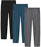 JINSHI Women Pajama Pants Stretch Modal Pajama Bottoms Lounge Pants with Pockets(XL,Dark Grey/Lake B