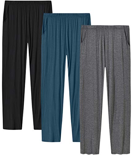 Jinshi Women Pajama Pants Stretch Modal Pajama Bottoms Lounge Pants With Pockets(Xl,Dark Grey/Lake Blue/Black) #TOP28