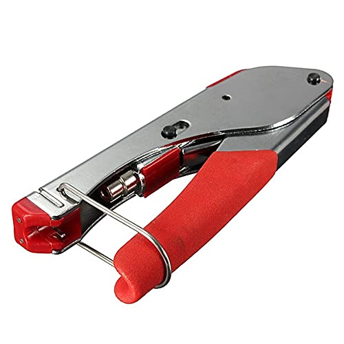 Image of Heavy Duty Metal Connector Compression Crimping Tool Crimper for RG6 (5C) RG59 (4C) Coax Cable Connect Connecting Tools (Red and Silver)