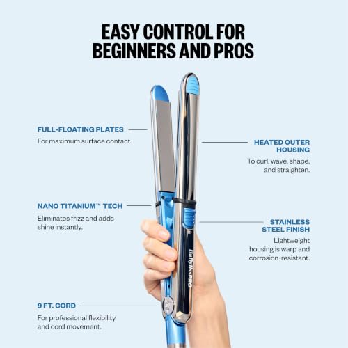 Image of BaBylissPRO Nano Titanium Prima Ionic Hair Straightener - Professional Flat Iron & Curling Iron in One for Stylists, Pro Styling Hair Tool