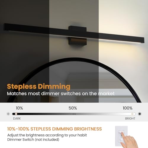 CCYCOL Modern Bathroom Lighting Fixtures Over Mirror, 39 Inch 30W Black Vanity Light Bar for Bathroom, Dimmable 5CCT LED Bathroom Wall Light Fixtures by CCYCOL - Image 7