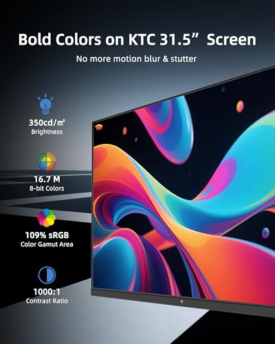 Image of KTC 32 Inch Computer Monitor 2K - 1440P IPS Monitor 120Hz, Adaptive Sync, 109% sRGB, HDR10, Eye Care, HDMI Displayport, Tilt, VESA Compatible, 100Hz PC Monitors for Home Office Gaming, White, H32D6