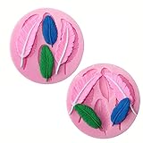 HENGKE 2 Pcs Pink Silicone Feather Mold, Silicone Soap Mold 3D Baking Molds for Cupcake Fondant Chocolate, Pudding, Soap, Ice Cube, Cake Cupcake Decoration, Polymer Clay