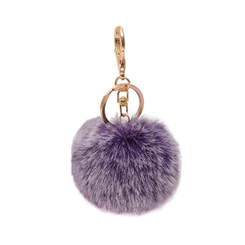 Tsangbaby Butterfly Keychains Car Keys Pom Pom Keychain Handbag Wallet Purse Charm Pendant Keychains for Women Girls Purple
