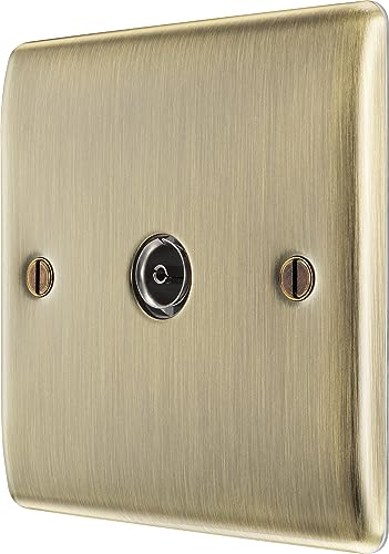 BG Electrical Single Socket For TV or FM Co-Axial Aerial Connection, Antique Brass - Image 2