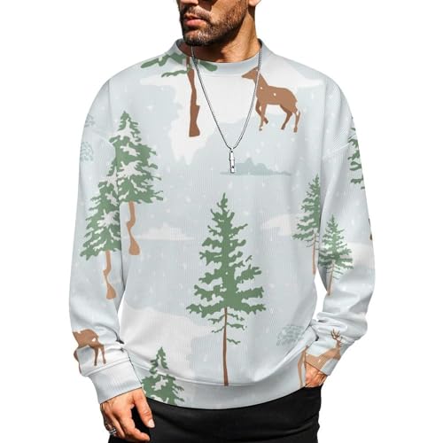 MoBlinko Mens Sweater Watercolor Forest Trees Sweaters for Men Crew Neck Sweater for Men Lightweight Pullover
