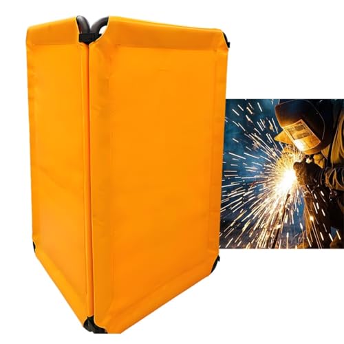 Écran de protection pour soudage avec cadre orange ignifuge pour atelier et site industriel