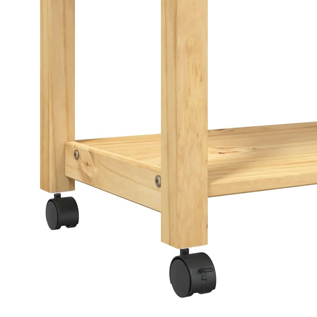 vidaXL Küchenwagen, Servierwagen mit viel Stauraum, Beistellwagen für Küche Wohnzimmer Badezimmer, Trolley Küche Küchenregal Gemüsewagen, Massivholz Kiefer