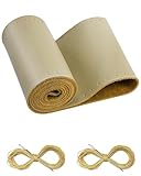 BELINOUS Leather Steering Wheel Cover Lace Up, Stitch on Steering Wheel Wrap, Universal Fit 13-20 Inch Car Truck Pickup Boat, A Whole Piece of Cowhide, DIY w/Needle Thread (Size L4, Beige)