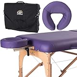 NRG Karma Portable Massage Table Package Purple - Folding Massage Bed Lightweight Massage Table - Professional Massage Table Spa Bed, Face Cradle, Double Wheel Knobs & Carrying Case