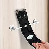 Hawgiman Cat Hand Towels for Bathroom Kitchen, Funny Cat Gifts for Women Housewarming Gifts for Cat Lovers, House Warming Gifts New Home Hanging Decorations (black) - Image 5