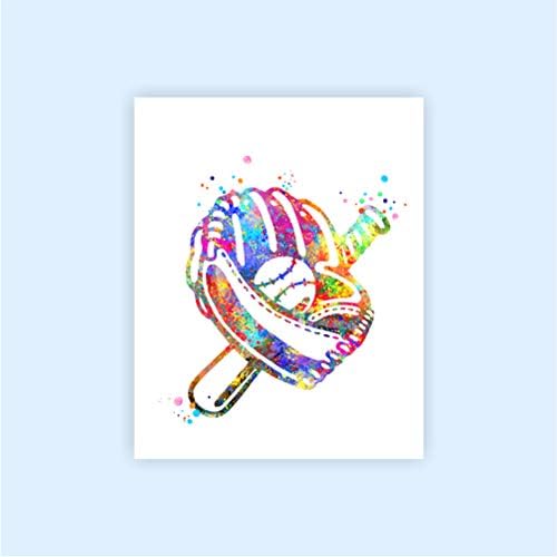 Miniatura 3 de Dignovel Studios Sin marco (juego de 6) 8X10 Acuarela Chica Béisbol Softbol casco guante bola bat blazer deporte impresión dormitorio pared arte dnc4