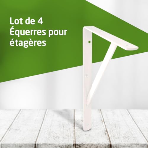 Équerre pour étagères en acier résistant blanc lot de 4 pièces - 3