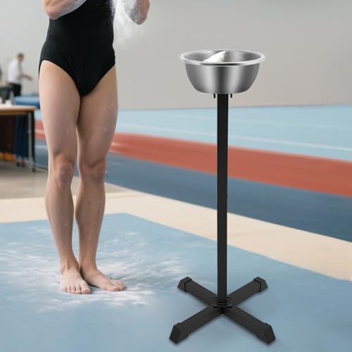 Portable Gym Chalk Stand, Freestanding Chalk Bowl with Steel Base and Stainless Steel Holder for Gymnastics and Weight Lifting