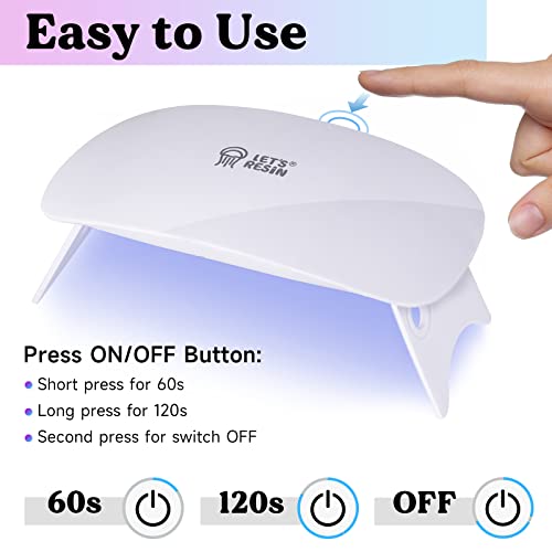 LET'S RESIN Mini UV Light for Resin, 2.5Times Higher Energy Value Portable Light, Faster Curing & 84g Light Weight UV Lamp, Supplies for UV Resin Molds, Jewelry Making, Craft Decor by LET'S RESIN - Image 5
