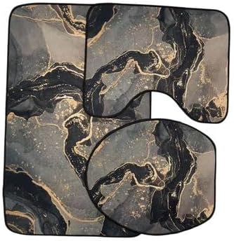 Marble Bathroom Mat Set in Black