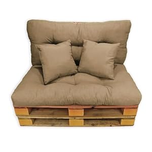 Acomoda Textil - Cojines Sofá Palets. Conjunto 4 Piezas para Palet, Asiento 120x80 cm + Respaldo + 2 Cojines. Cojín Cómodo y Elegante para Interior y Exterior. NO Incluye PALETS. (Arena)