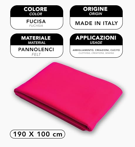 IPEA Felt Fabric Fuchsia - Large Piece 190 x 100 cm - Made in Italy - Soft Felt Fabric Plain for Clothing, Accessories, Decorations, Creations, Patchwork - Fabric for Sewing - Craft Felt - Image 4