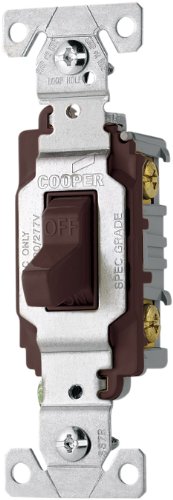 Eaton CS120B 20-Amp 120/277-volt Commercial Grade Single Pole Compact Toggle Switch with Side Wiring, Brown