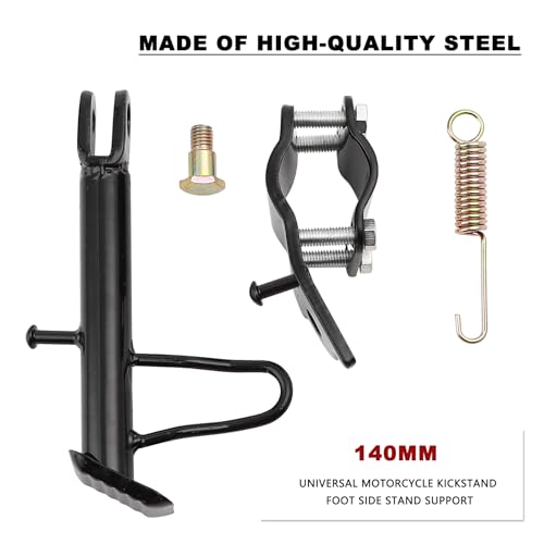 Image of Mokuo Dirt Bike Stand,Motorcycle Kickstand, Scooter Mopeds Side Stand Come with Mounting Bracket in Iron Material Compatible with Most Scooter Mopeds Mini Bike,Height of 12cm Above Ground