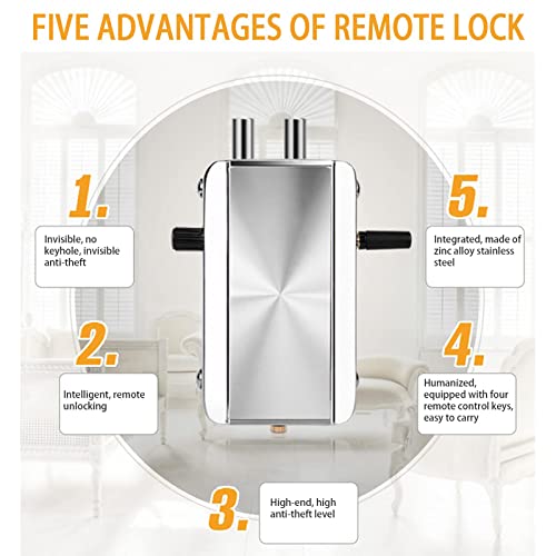 Remote Door Lock, Electronic Intelligent Door Lock Smart Wireless Deadbolt Anti-Theft Remote Control Door Lock, Zinc Alloy Stainless Steel Security Door Locks With 4 Remote Control #TOP1