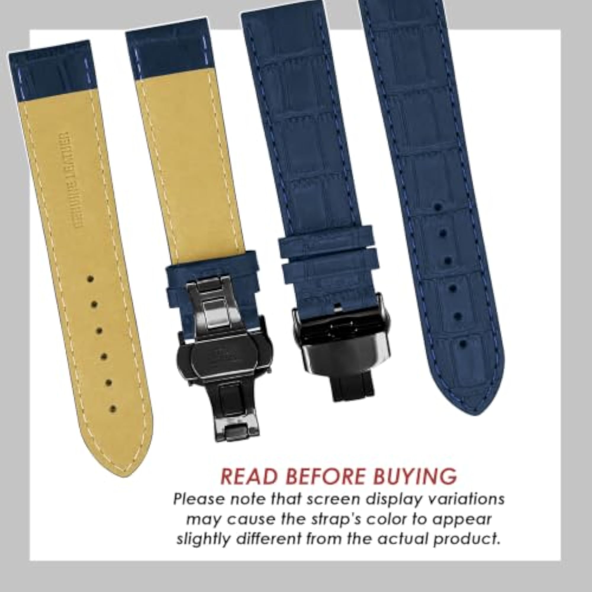 KYROS2 Leather Watch Strap with Premium Black Butterfly Lock