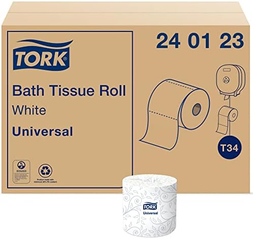 Tork Toilet Paper Roll White T34, Universal, 1-ply, 48 x 1232 sheets, 240123
