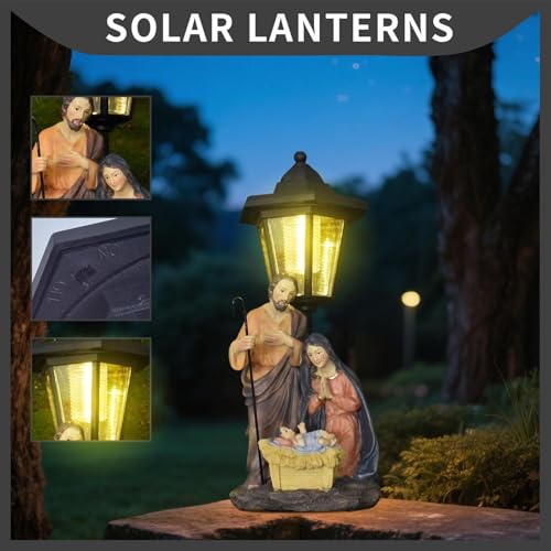 Lanternes solaires d'extérieur étanches avec crèche de Jésus pour décoration de jardin
