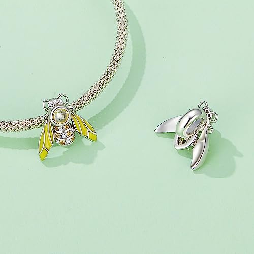 Abalorios de abeja y cuentas de cristal amarillo para pulseras DIY 2