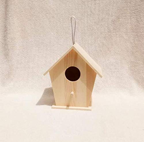 Aestm Deko Vogelhaus Holz Nistkasten Deko Anhänger, Holz Vogelhaus zum Aufhängen und Bemalen Vogelhäuschen Nisthöhle Hängedeko Gartendeko Nistkasten für Kinder 4 Stück