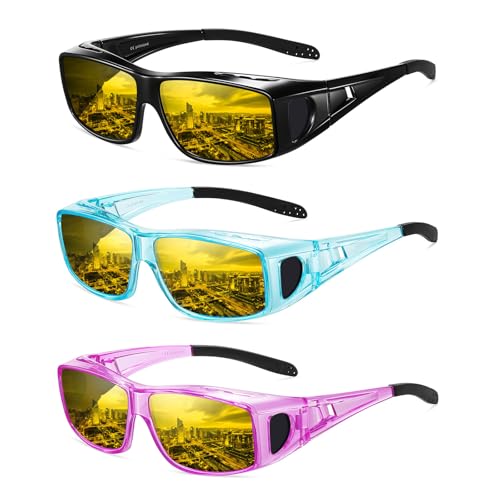 Wzerry Night Vision Glasses Polarized for Men Women (Nighttime Driving Glasses Over Glasses UV400 Protection for Driving Fishing)