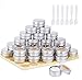 30 Pezzi Barattoli di alluminio 15ml Argento Lattina Alluminio Barattoli Metallo Vasetto Vuoto Contenitori Con Adesivo Rotondo E Cucchiaio Cosmetico per Lozione Crema Maschera Mini Candela