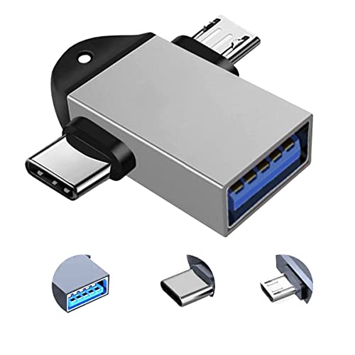 Image of JGD PRODUCTS 2 in 1 (Silver) OTG Adapter Micro USB+USB Type C to USB Female Connector, OTG Pen Drive Adapter to Mobile Connector Type C, Compatible with All Devices