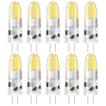 Foto di DiCUNO Lampadina LED G4, 2W equivalente alogeno 20W, 200LM, Bianco freddo 6000K, 12V, Non dimmerabile, Lampadina piccola a risparmio energetico per cappe/lampadari, 10 pezzi